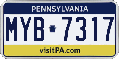 PA license plate MYB7317