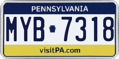 PA license plate MYB7318
