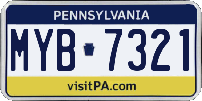 PA license plate MYB7321