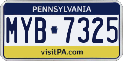 PA license plate MYB7325