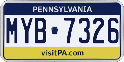PA license plate MYB7326