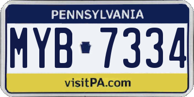 PA license plate MYB7334
