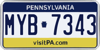 PA license plate MYB7343