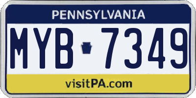 PA license plate MYB7349