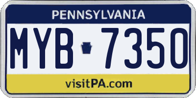 PA license plate MYB7350