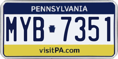 PA license plate MYB7351