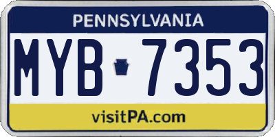 PA license plate MYB7353