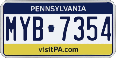 PA license plate MYB7354