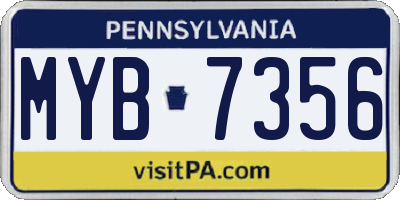 PA license plate MYB7356