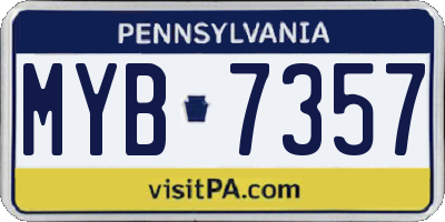 PA license plate MYB7357