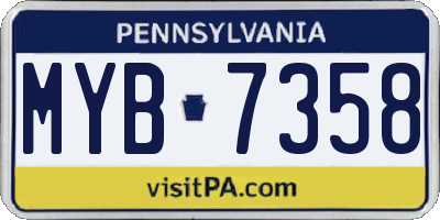 PA license plate MYB7358