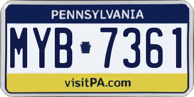 PA license plate MYB7361