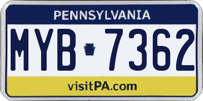 PA license plate MYB7362