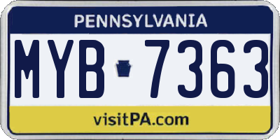 PA license plate MYB7363
