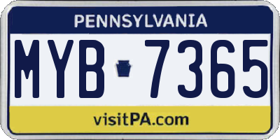PA license plate MYB7365