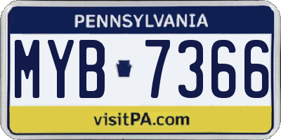 PA license plate MYB7366