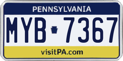 PA license plate MYB7367
