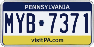 PA license plate MYB7371