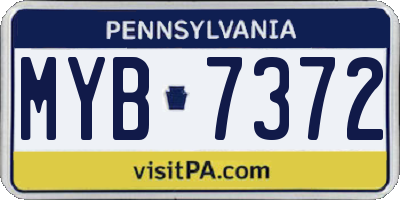 PA license plate MYB7372