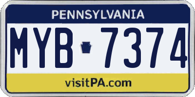 PA license plate MYB7374