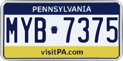PA license plate MYB7375