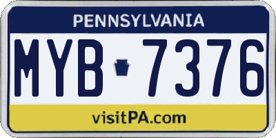 PA license plate MYB7376