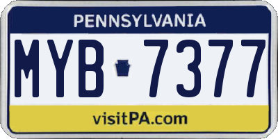 PA license plate MYB7377