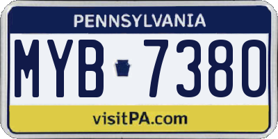 PA license plate MYB7380