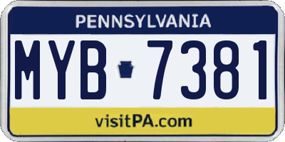 PA license plate MYB7381