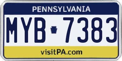 PA license plate MYB7383