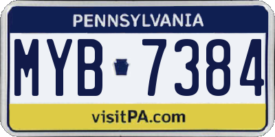 PA license plate MYB7384