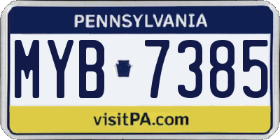 PA license plate MYB7385