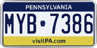 PA license plate MYB7386
