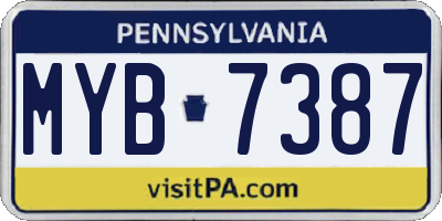 PA license plate MYB7387