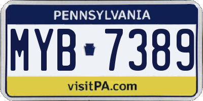 PA license plate MYB7389