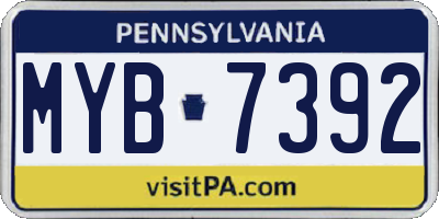 PA license plate MYB7392