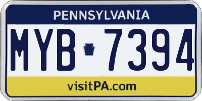 PA license plate MYB7394