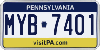 PA license plate MYB7401