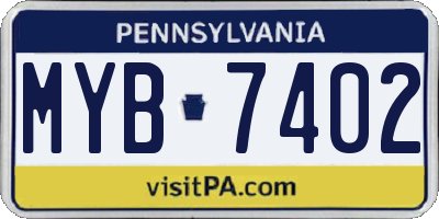 PA license plate MYB7402