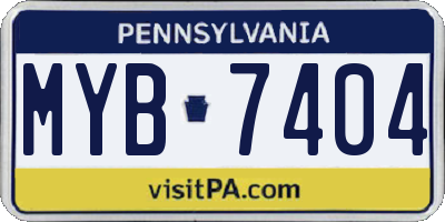 PA license plate MYB7404
