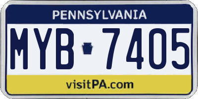 PA license plate MYB7405