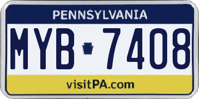 PA license plate MYB7408
