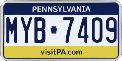PA license plate MYB7409