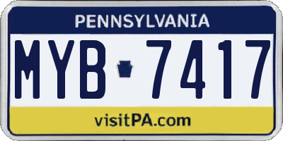 PA license plate MYB7417