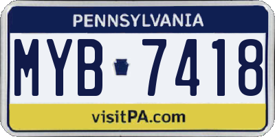 PA license plate MYB7418