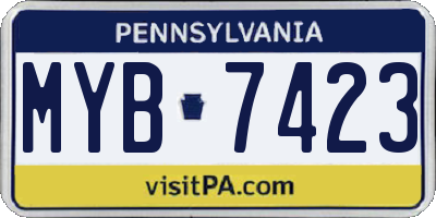 PA license plate MYB7423
