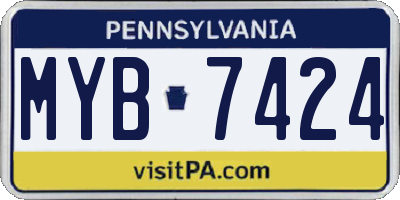 PA license plate MYB7424