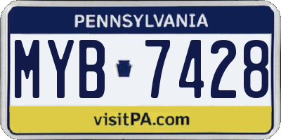 PA license plate MYB7428