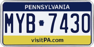 PA license plate MYB7430