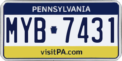 PA license plate MYB7431